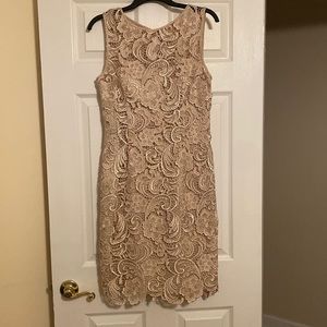 Adrianna Papell cream colored lace dress